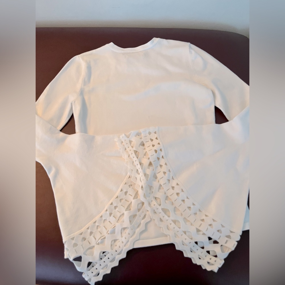 5F Bergdorf Goodman Milly Cream Bell Sleeved Top